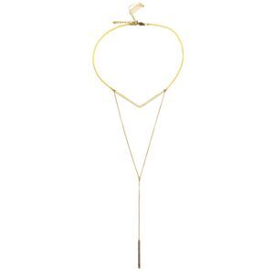 a.v.max Clear Crystal Chevron Gold Plated Rectangle Pendant Necklace NWOT